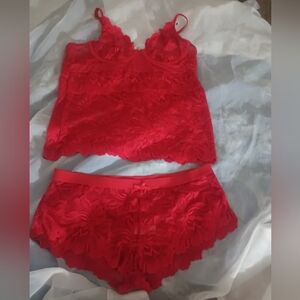 Scarlet Lace Camisole and Short Set